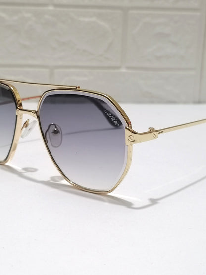 Cartier-Golden frame-Luxury-Double Bridge Sunglasses